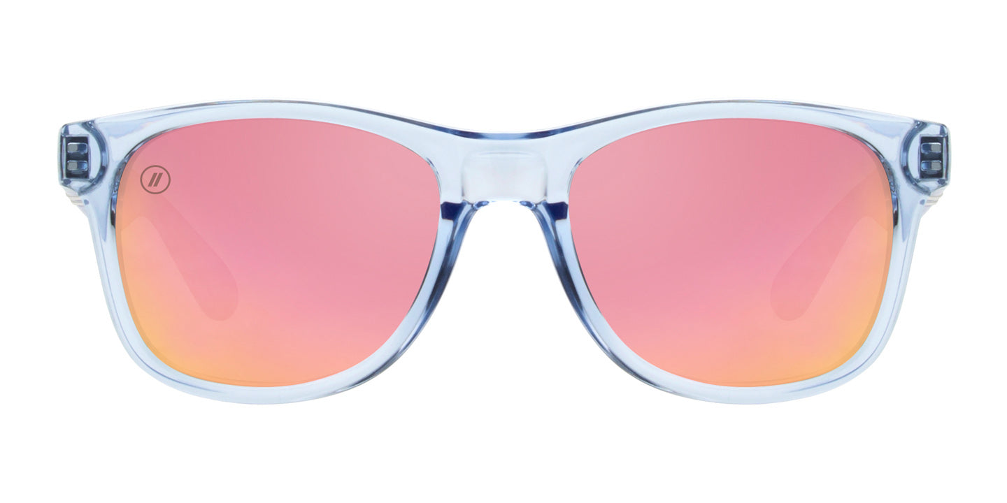Blissful Rose Polarized Sunglasses - Pink Mirror Lens & Crystal Blue Frame