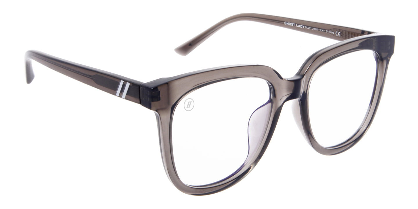 Ghost Lady Blue Light Glasses - Gloss Crystal Grey Butterfly Frame & Clear Blue Light Blocking Lens Blue Light | $58 US | Blenders Eyewear