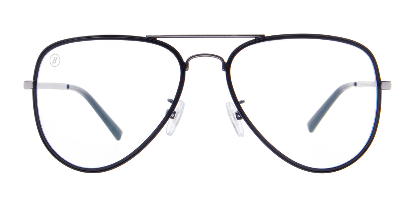 Spider Jet Blue Light Glasses - Matte Black Stainless Steel Frame with Clear Lens