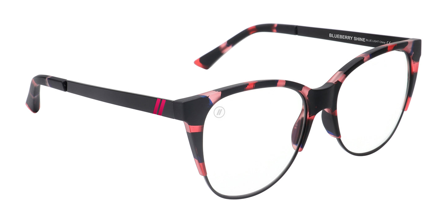 Blueberry Shine Blue Light Glasses - Pink, Purple & Black Cat Eye Frame & Clear Blue Light Blocking Lens Blue Light | $58 US | Blenders Eyewear