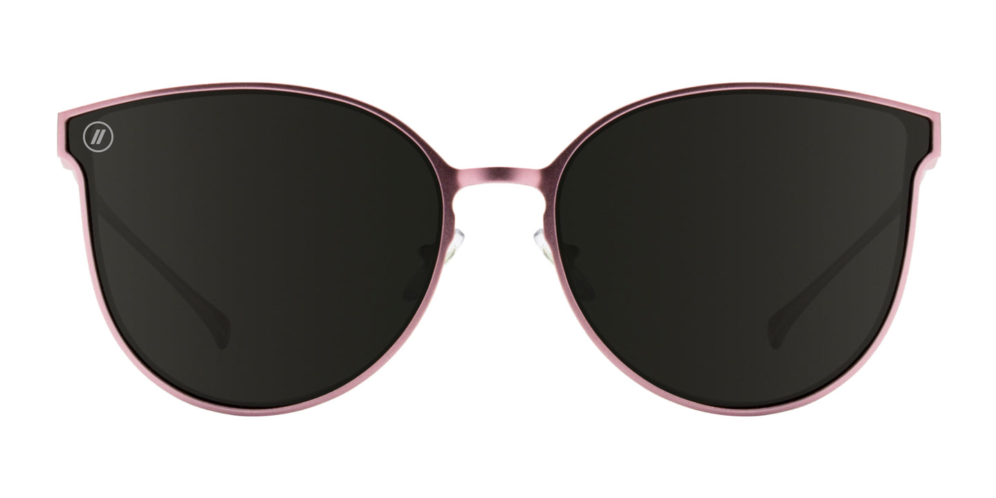 Blushing Bella Aluminum Sunglasses - Pink Metallic Cat Eye Frame & Black Smoke Polarized Lens