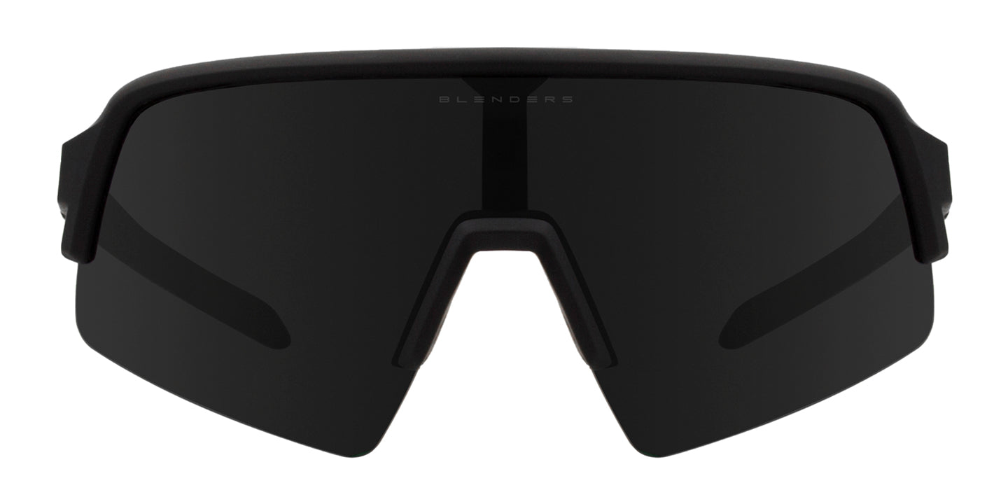 Bold Victory Polarized Sunglasses - Black Rubber Wrap Around Frame & Smoke Black Single Lens