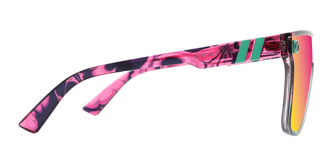 Buttery Bros SciFi Shield Sunglasses Pink Revo Lenses with Teal Frames
