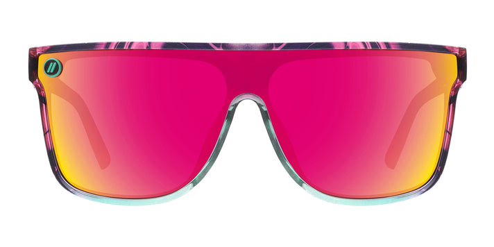 Buttery Bros SciFi Shield Sunglasses - Pink Revo Lenses with Teal Frames