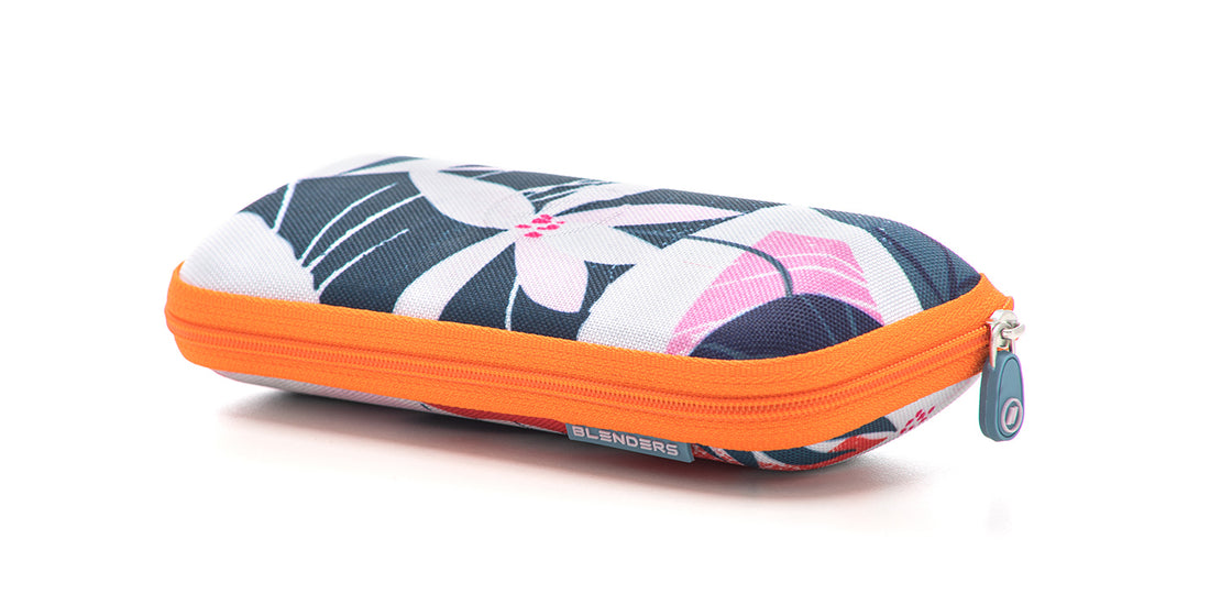 Tropics Glasses Case - Blue with Light Pink Leaves Hard Case for ...