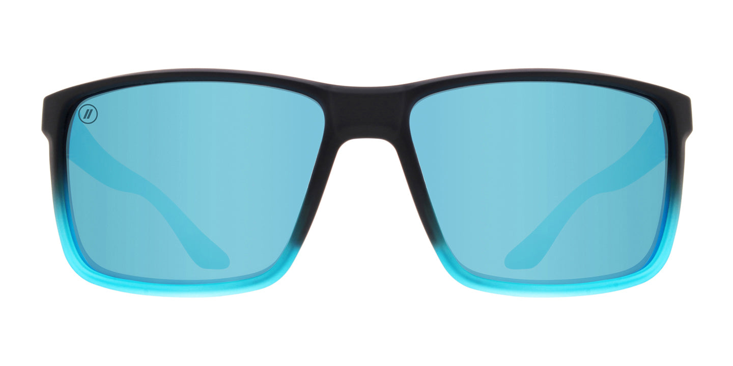Cool Ambition Polarized Sunglasses - Blue Mirror Lens & Black & Blue Fade Frame