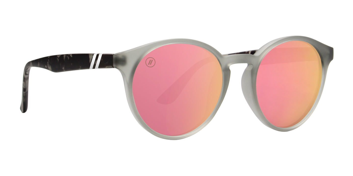 Creative Romance Polarized Sunglasses - Matte Grey Round Frame & Pink Mirror Lens Sunglasses | $48 US | Blenders Eyewear