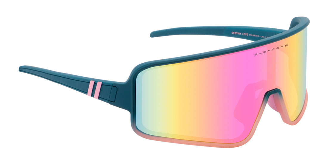 Destiny Love Polarized Sunglasses Solid Blue To Half Transparent Pink