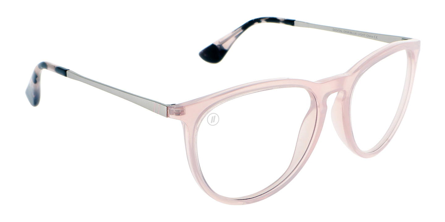 Digital Diva Blue Light Glasses - Light Pink Round Frame & Clear Blue Light Blocking Lens Blue Light | $48 US | Blenders Eyewear