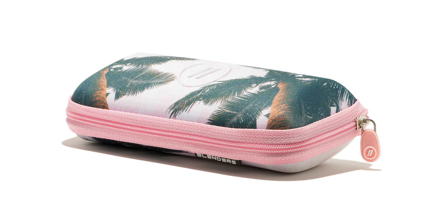 Shoreline Case - Pink & Green Tropical Palm Tree Sunglass & Eyeglass Case EVA Case | $10 US | Blenders Eyewear