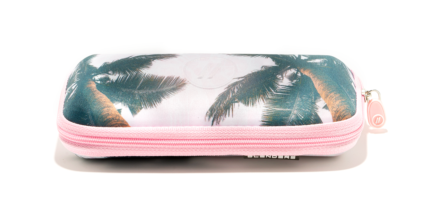 Shoreline Case - Pink & Green Tropical Palm Tree Sunglass & Eyeglass Case EVA Case | $10 US | Blenders Eyewear