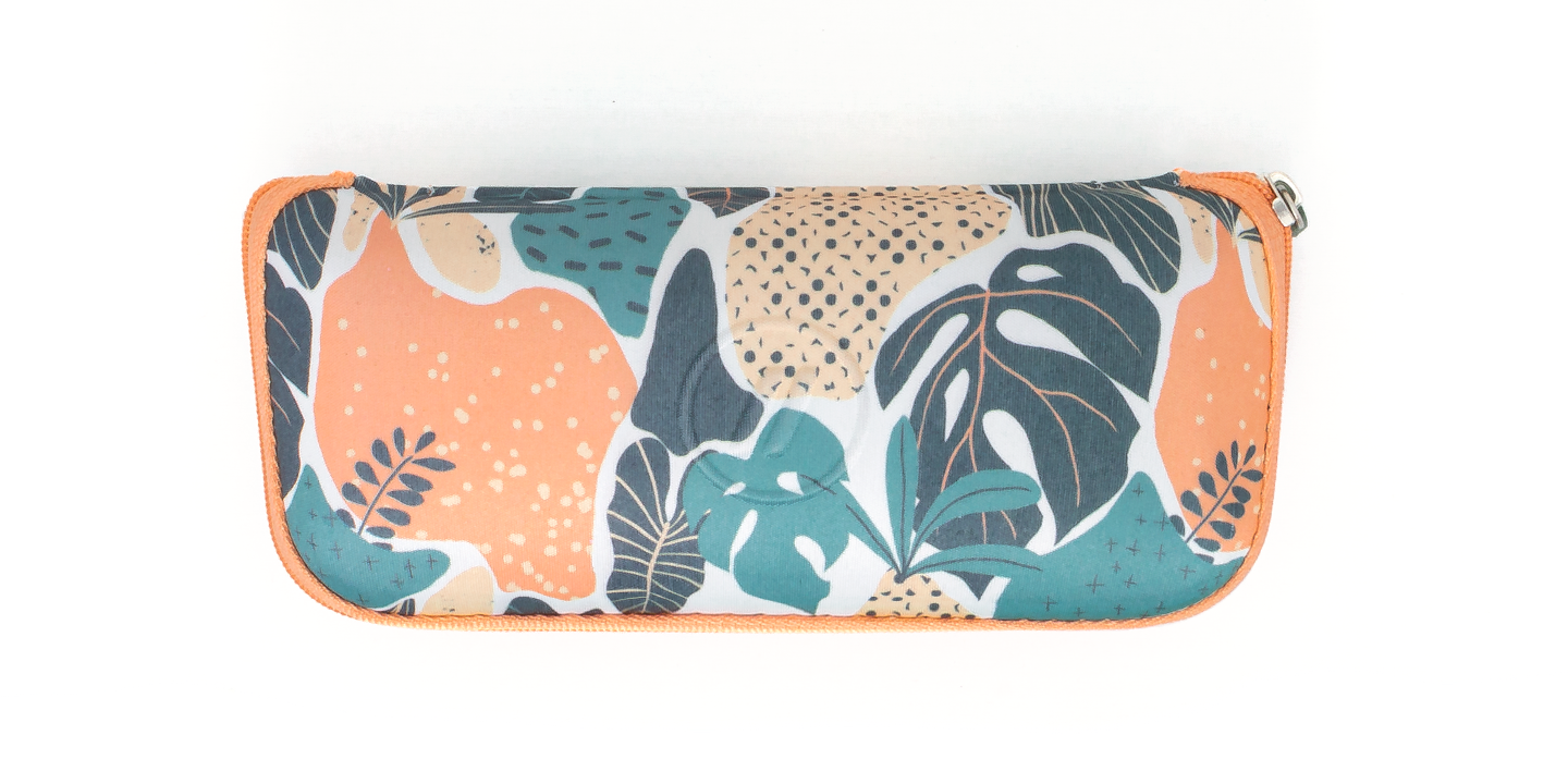 Tropical Case - Teal & Orange Tropical Sunglass & Eyeglass Case EVA Case | $10 US | Blenders Eyewear