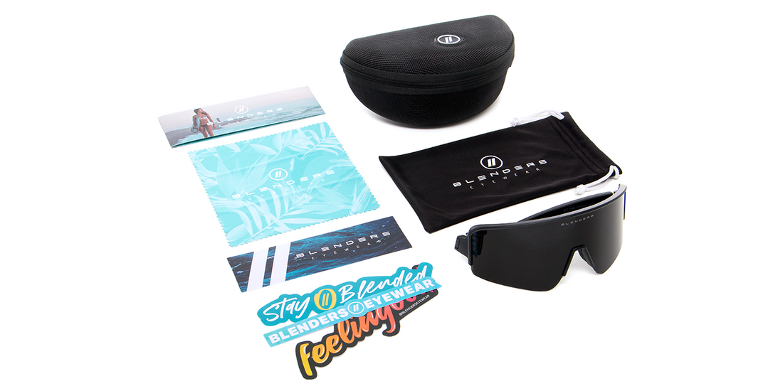 Jet Line Wrap Around Sunglasses Polarized Full Shield Smoke Lens & Satin Metallic Black Frame