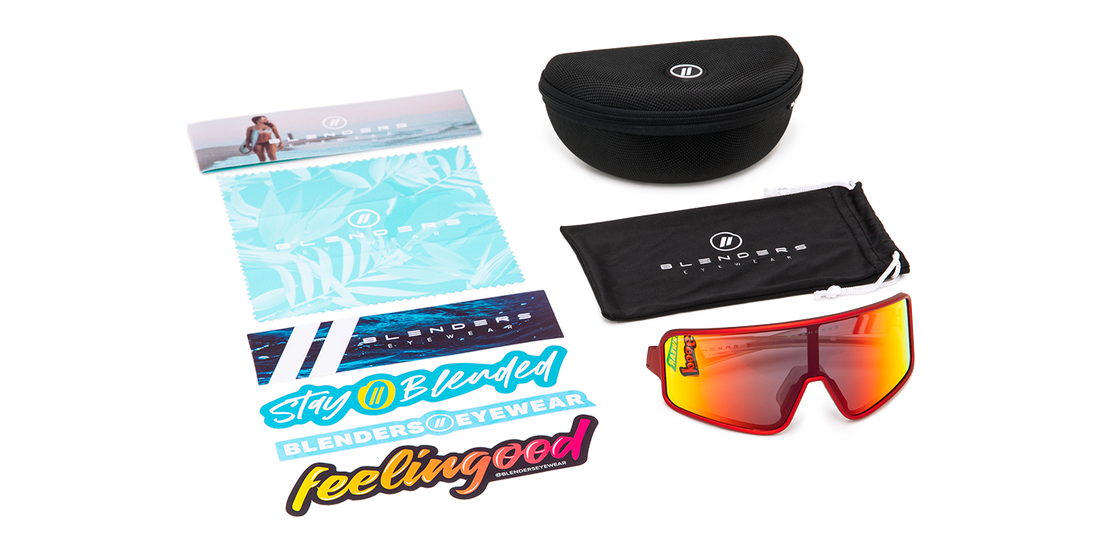 Hot Rageous Wrap Around Sunglasses Polarized Red Lens & Crystal Clear