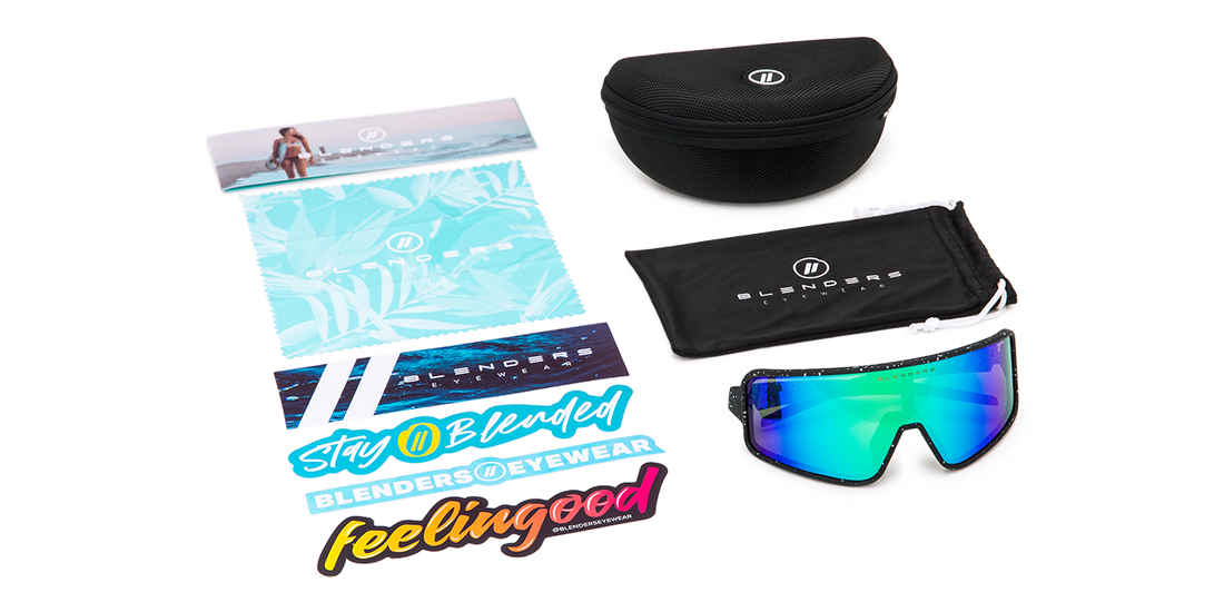 Jaded Tiger Wrap Around Sunglasses Polarized Teal Lens & Black with