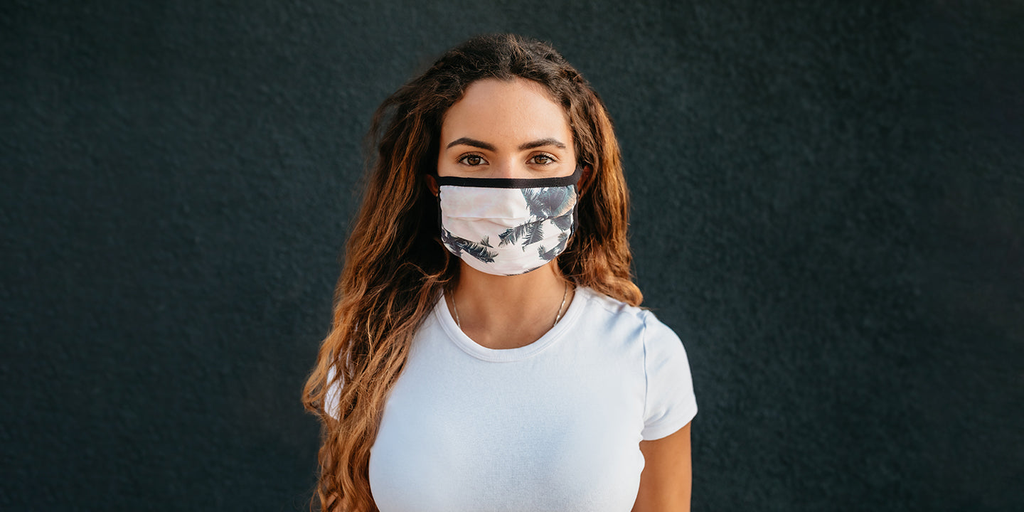 Shoreline Mask - Pink Tropical Palm Tree Adjustable Anti- Microbial Face Mask & Face Covering Face Masks | $5 US | Blenders Eyewear