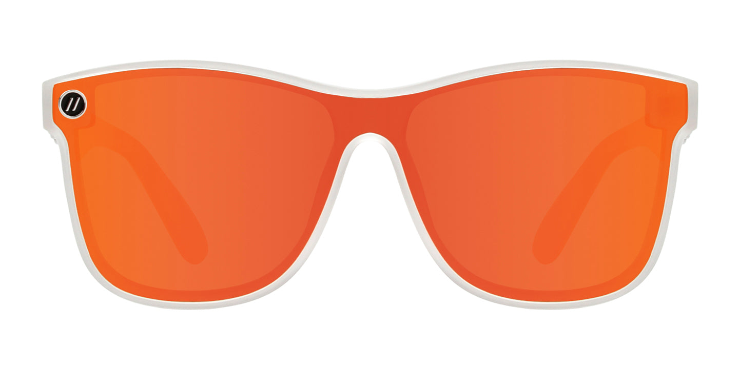 Fireflash Polarized Sunglasses - Orange Shield Lens & Clear Cat Eye Frame
