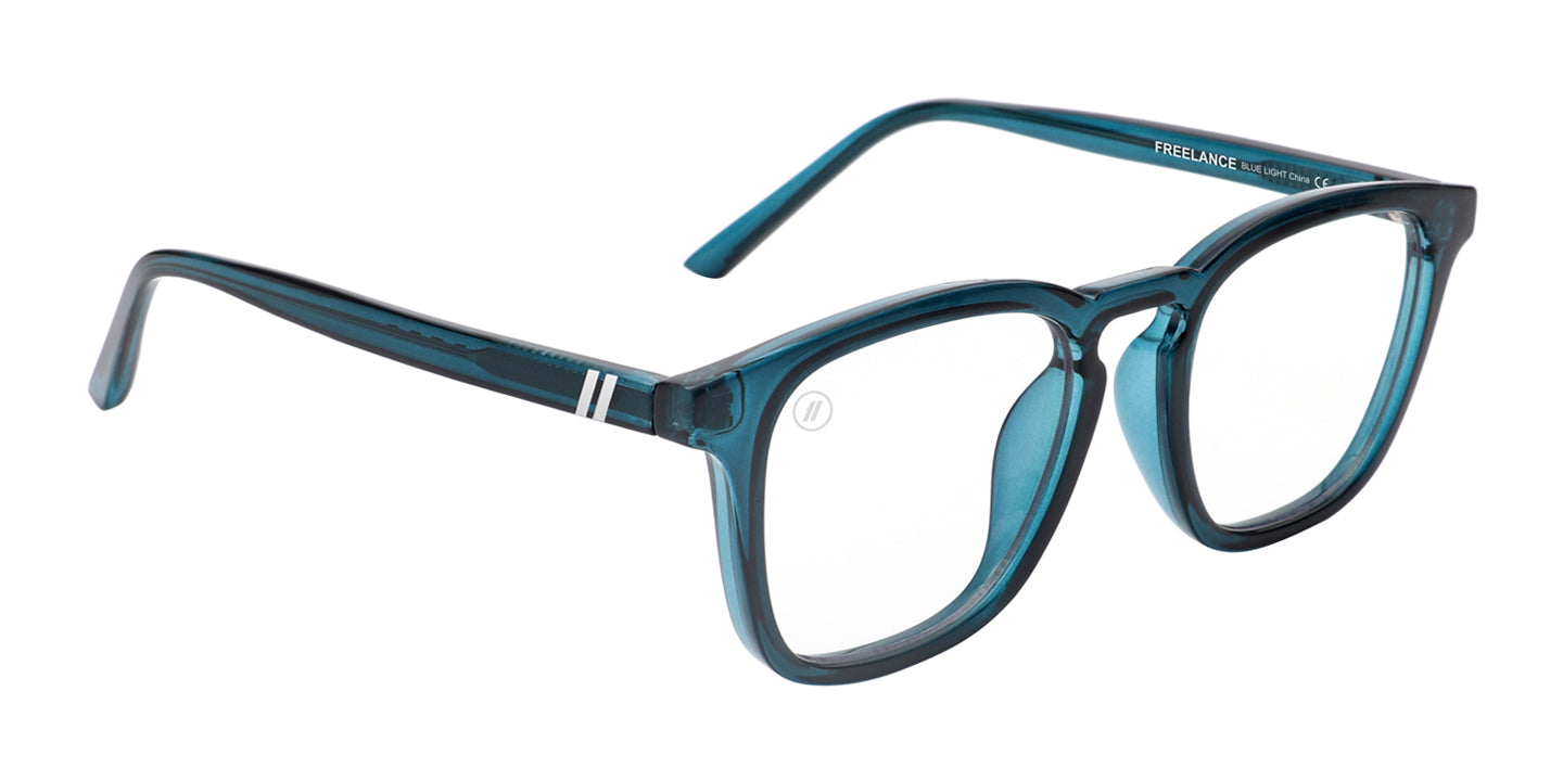 Freelance Blue Light Glasses - Gloss Teal Square Frame & Clear Blue Light Blocking Lens Blue Light | $48 US | Blenders Eyewear