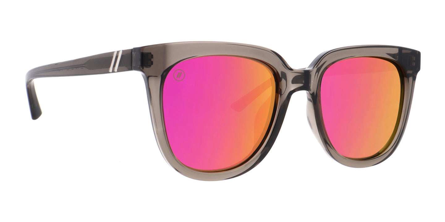 Ghost Lady Polarized Sunglasses - Crystal Grey Butterfly Frame & Hot Pink Mirror Sunglasses | $58 US | Blenders Eyewear