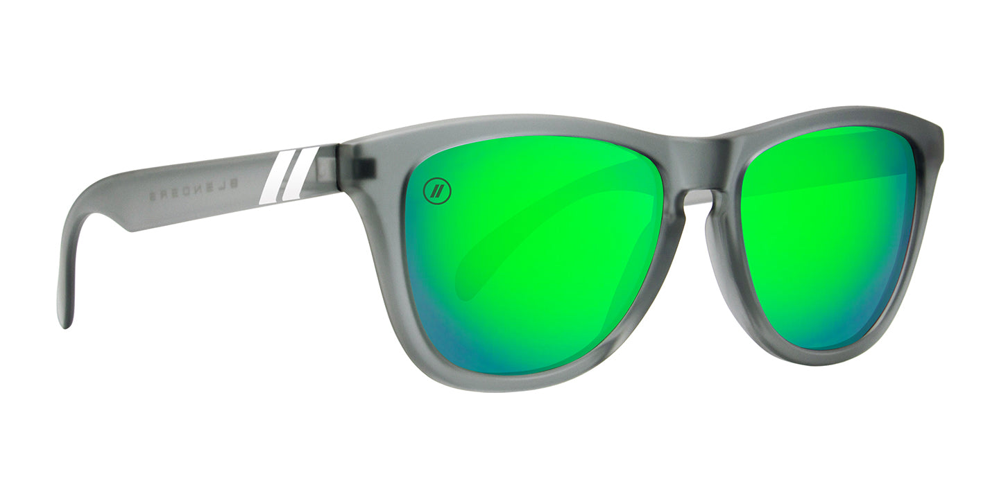 Gray Goose Polarized Sunglasses - Green Mirror Lens & Frosted Gray Frame Sunglasses | $38 US | Blenders Eyewear