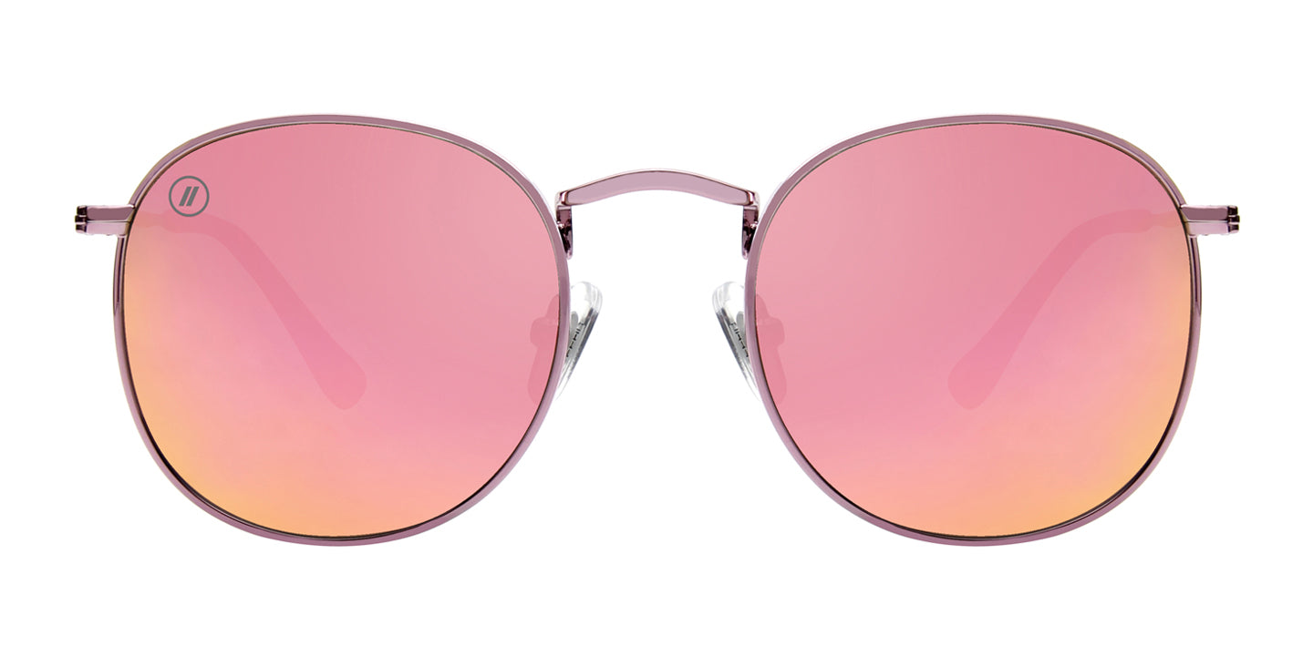 Yankee Rose Round Sunglasses - Rose Gold Wire Frame & Mirror Lens