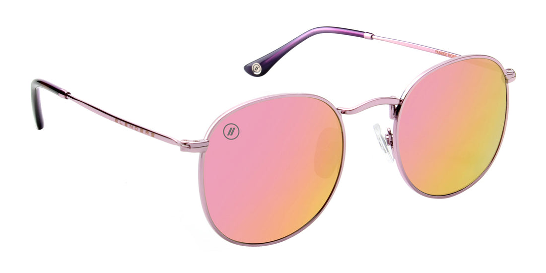 Yankee Rose Round Sunglasses Rose Gold Wire Frame & Mirror Lens
