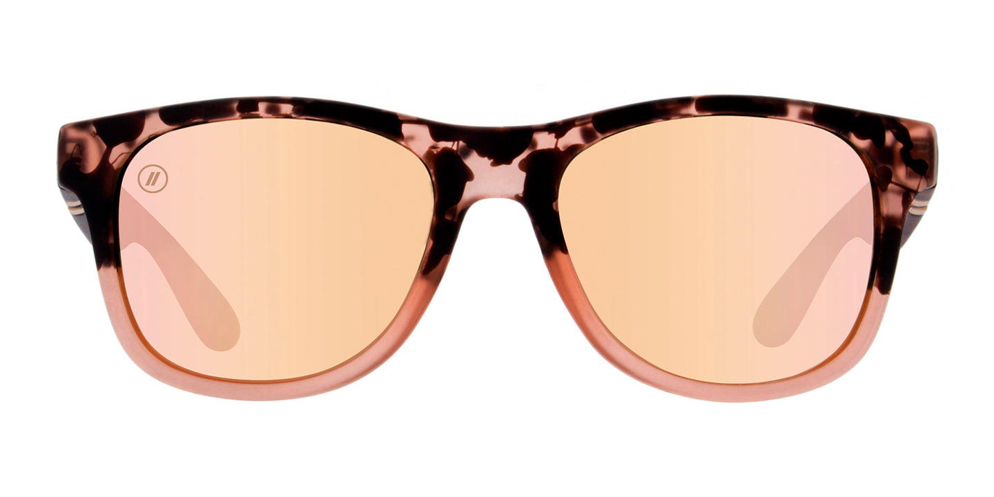 Heart Seeker Polarized Sunglasses - Round Crystal Peach Tortoise Frame & Champagne Mirror Lens