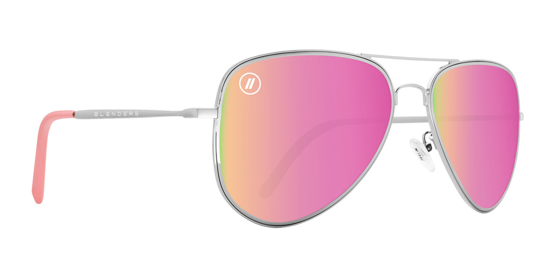 High Class Jes Polarized Aviator Sunglasses Rose Mirror Lens & Silver