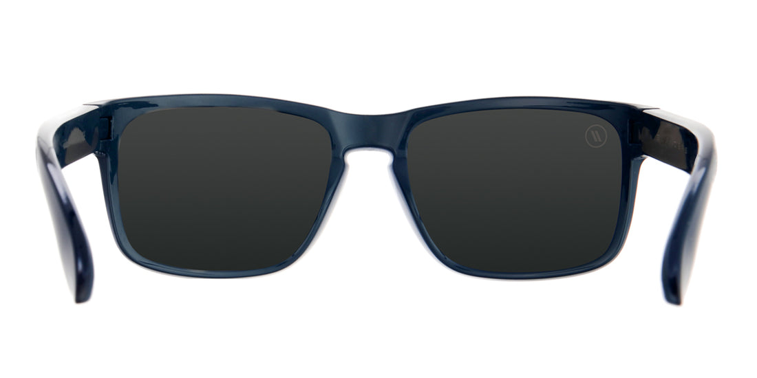 Ironbound Polarized Sunglasses Navy Blue Wraparound Frame & Silver