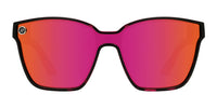 Lady Inferno Polarized Sunglasses - Purple Tortoise Oversized Cat Eye Frame & Hot Pink Mirror Single Lens