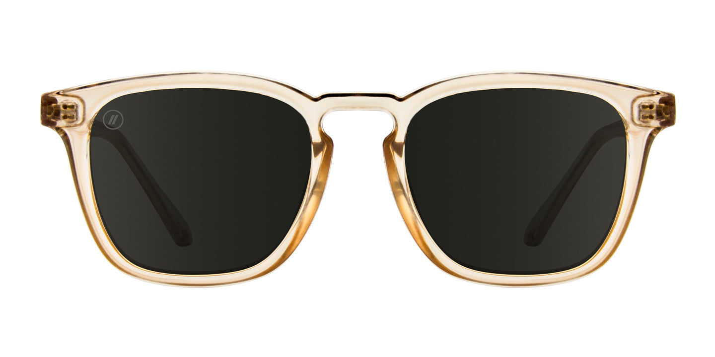 Lakey Motion Polarized Sunglasses - Crystal Almond Oil & Tortoise Upper Brow Square Frame & Smoke Black Lens Sunglasses | $48 US | Blenders Eyewear