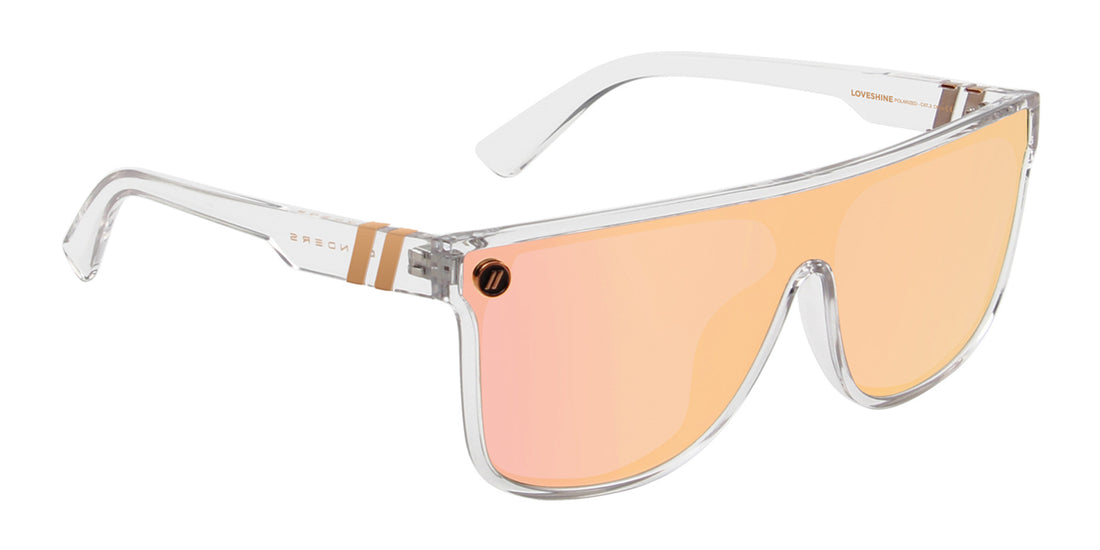 Loveshine Polarized Sunglasses Shield Lens & Crystal Clear Flat Top Frame