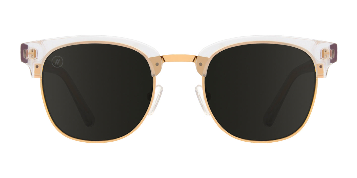 Modern Architect Polarized Sunglasses - Transparent with Gold Stainless Steel Frame & Smoke Lens