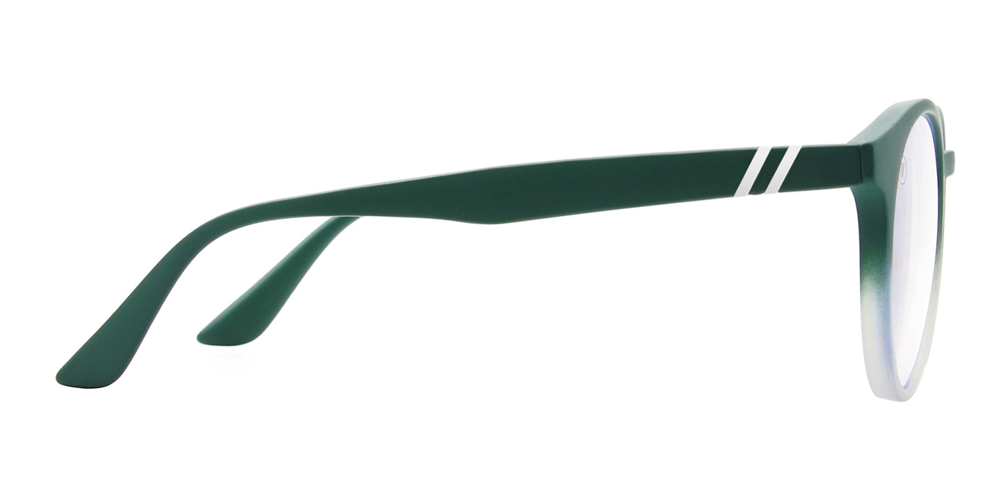 Money Meister Blue Light Glasses - Round Matte Pine to Crystal Grey Fade Frame With Blue Light Blocking Clear Lens Blue Light | $48 US | Blenders Eyewear