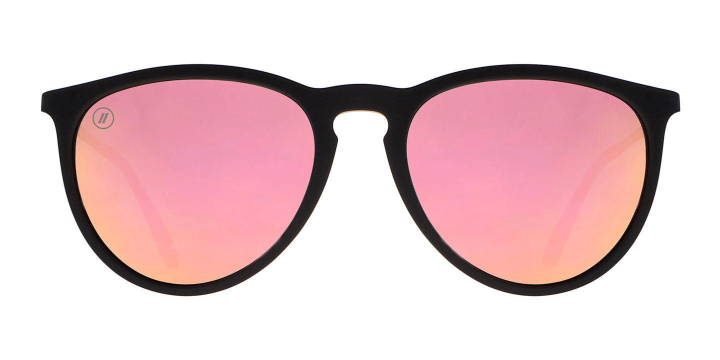 Morgan Melody Polarized Sunglasses - Matte Black Rubber Round Frame & Pink Lens Sunglasses | $48 US | Blenders Eyewear