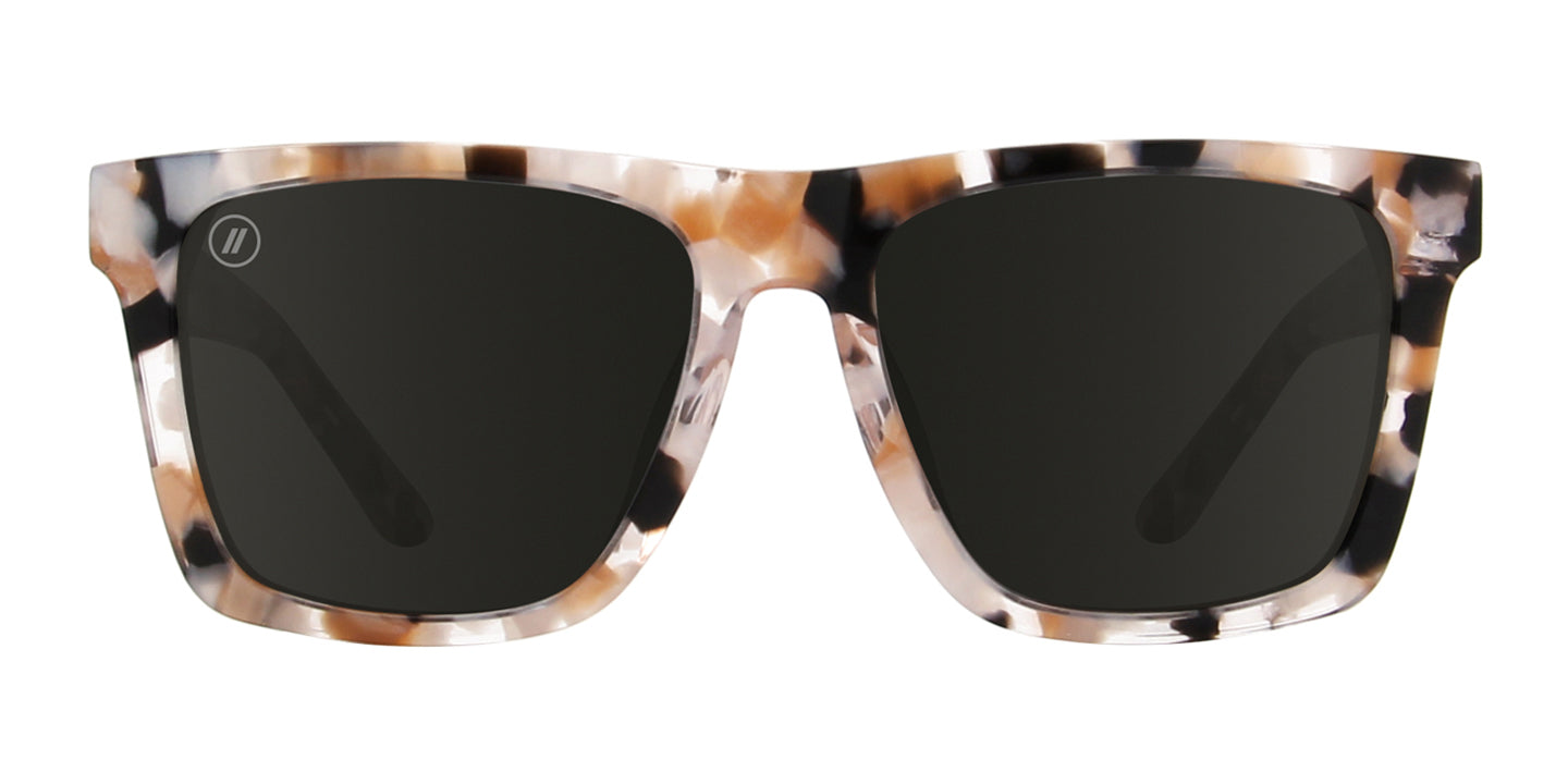 Native Charm Polarized Sunglasses - Peach, Tan, Brown, Black & Clear Tortoise Square Frame & Smoke Colored Lens