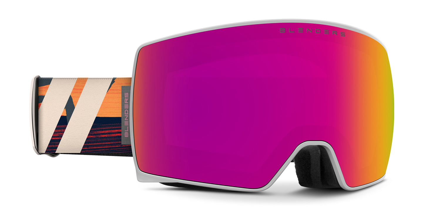 Flash Malone | Nebula Snow Goggles - Grey Frame With Multi Color Strap & Polar Pink Easy Swap Magentic Lens