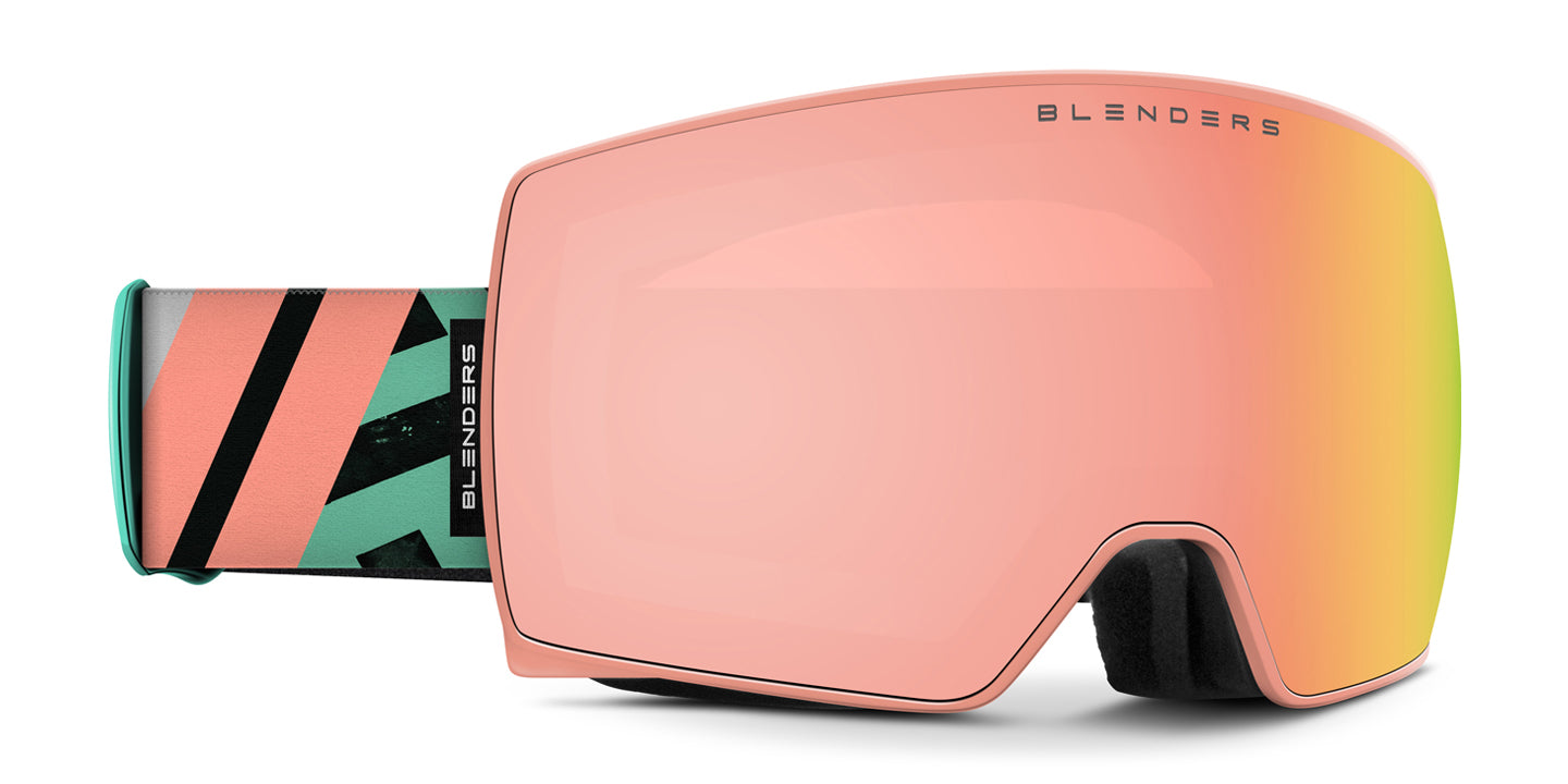 Roaring Legend | Nebula Snow Goggles - Grey Frame With Teal & Black Animal Strap & Champagne Easy Swap Magnetic Lens