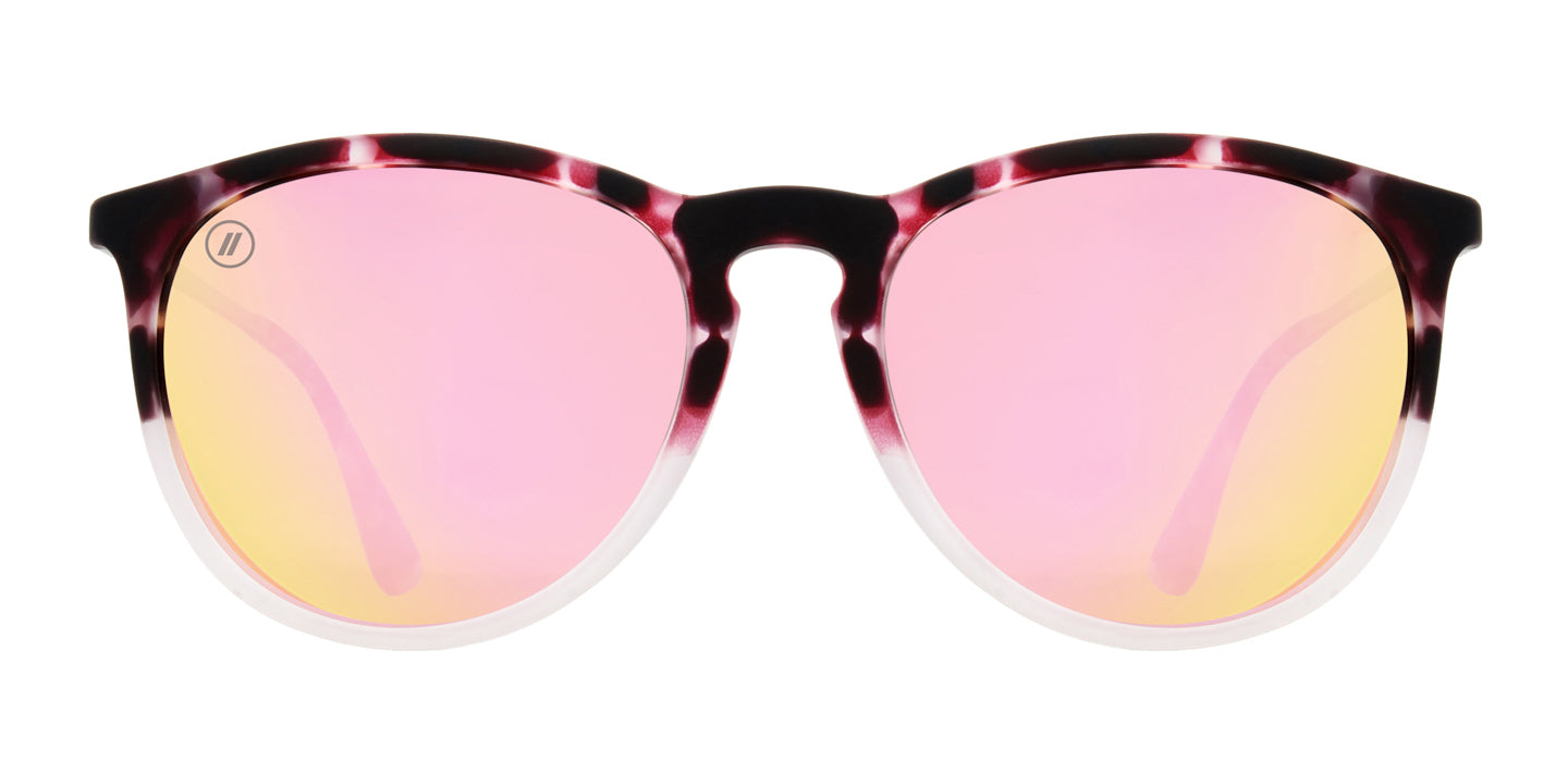 Nina Davina Polarized Sunglasses - Round Transparent Tortoise Frame & Pink Mirror