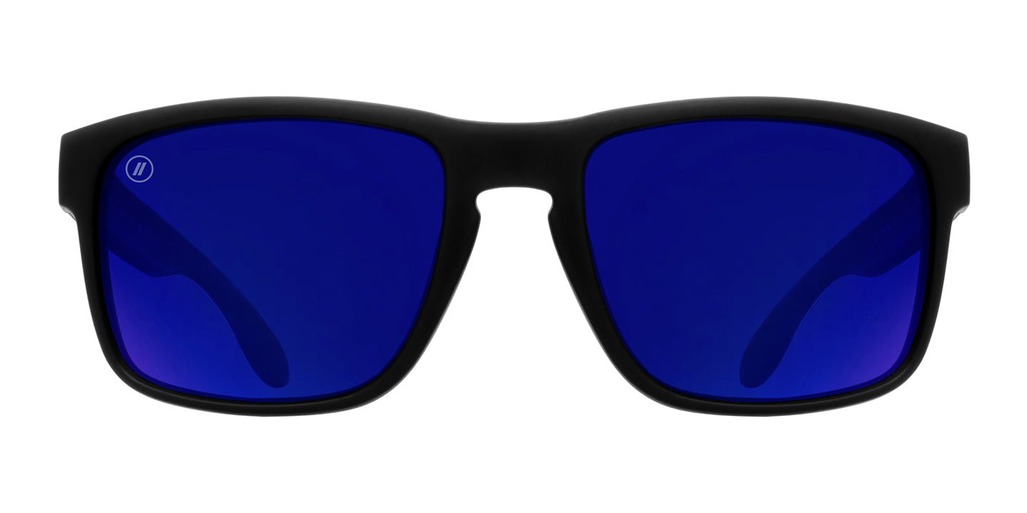 Nordic Wave Polarized Sunglasses - Blue Mirror Lens & Matte Black Frame