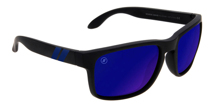 Nordic Wave Polarized Sunglasses - Blue Mirror Lens & Matte Black Frame