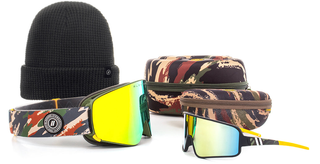 Strike Gold | Powder Pack Ski & Snowboard Gear Accessories - Best Snow Goggles, Sunglasses, & Beanie Package Online Powder Pack | $150 US | Blenders Eyewear