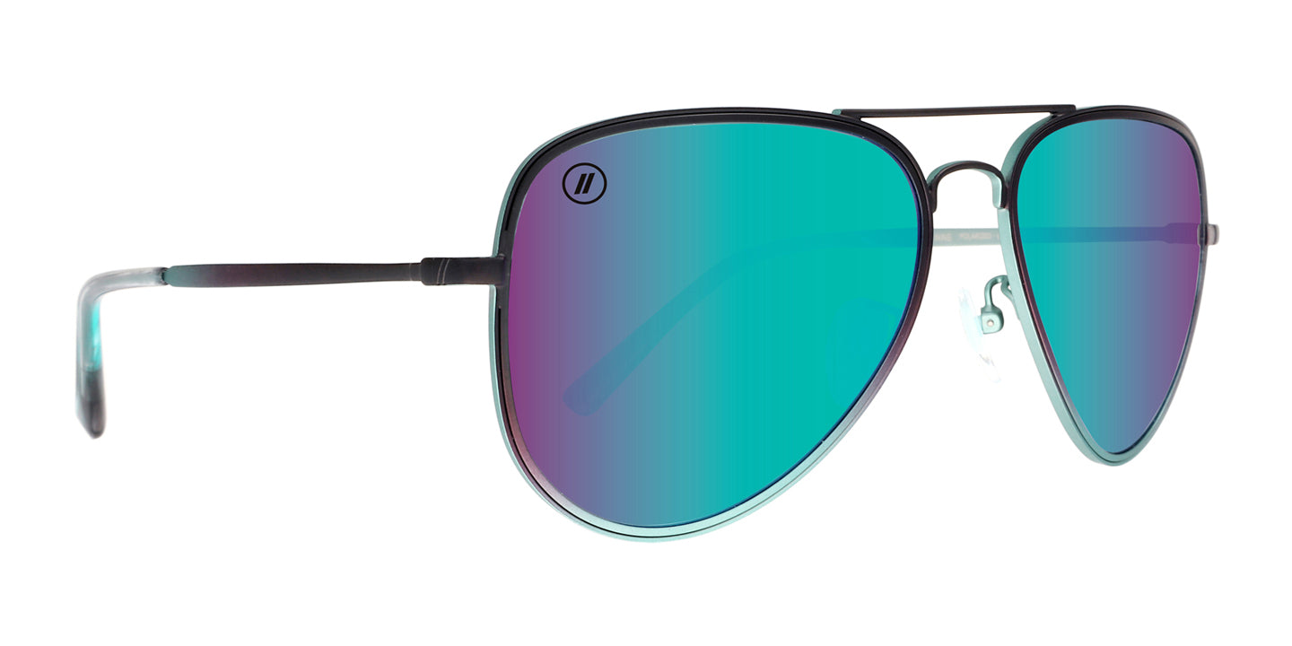 Planet Nine Aviator Sunglasses - Polarized Blue Lenses With Blue Acetate Frames Sunglasses | $48 US | Blenders Eyewear