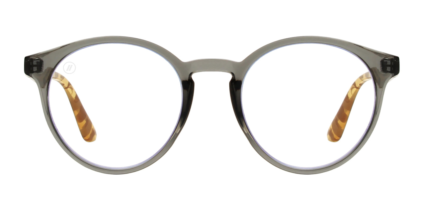 Project Whiskey Blue Light Glasses - Crystal Grey Round Frame With Blue Light Blocking Clear Lens
