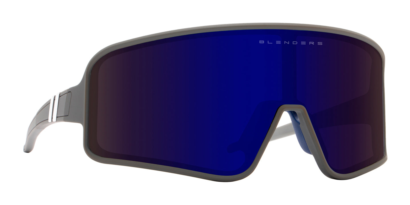 Royal Crusader Polarized Sunglasses - Matte Grey Wrap Around Frame & Blue Mirror Lens Sunglasses | $58 US | Blenders Eyewear