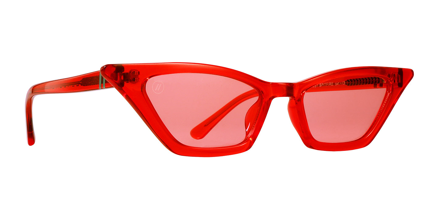 Sassy Spitfire Cat Eye Sunglasses - Gloss Crystal Red Frame & Transparent Pink Lens Sunglasses | $19 US | Blenders Eyewear