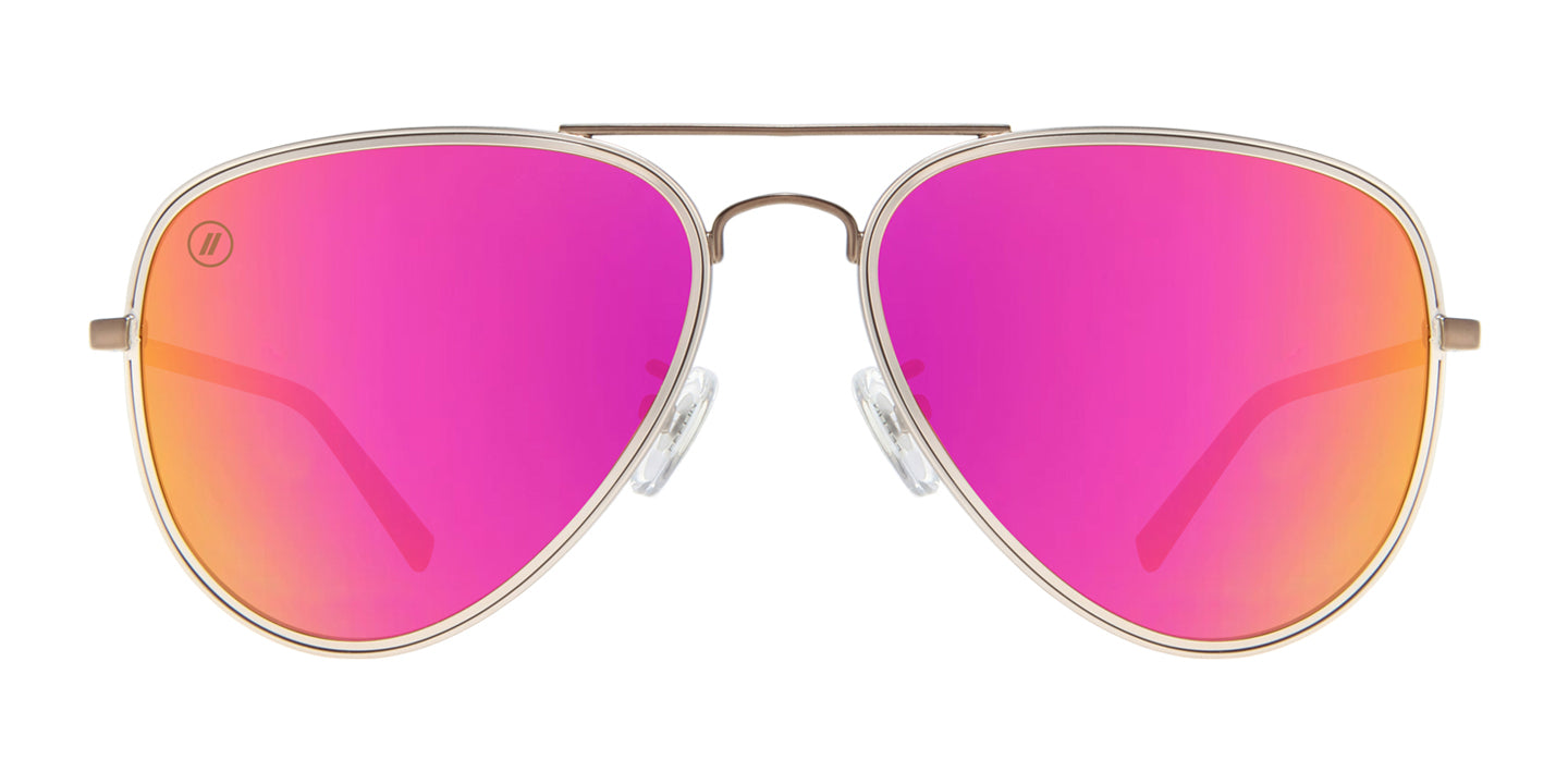 Sedona Sunset Polarized Sunglasses - Matte Silver Frame & Hot Pink Mirror Lens