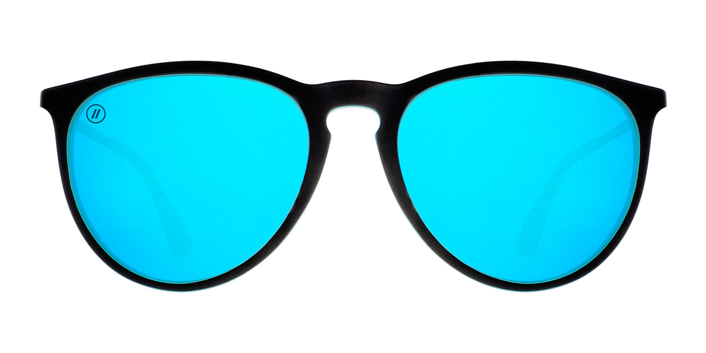 Seventh Wave Polarized Sunglasses - Crystal Blue & Black Round Frame & Icy Blue Lens Sunglasses | $48 US | Blenders Eyewear