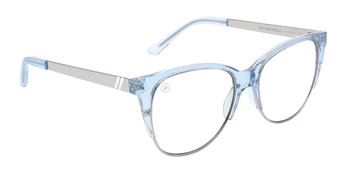 Sky Mistress Blue Light Glasses - Gloss Periwinkle Cat Eye Frame & Clear Blue Light Blocking Lens Blue Light | $58 US | Blenders Eyewear