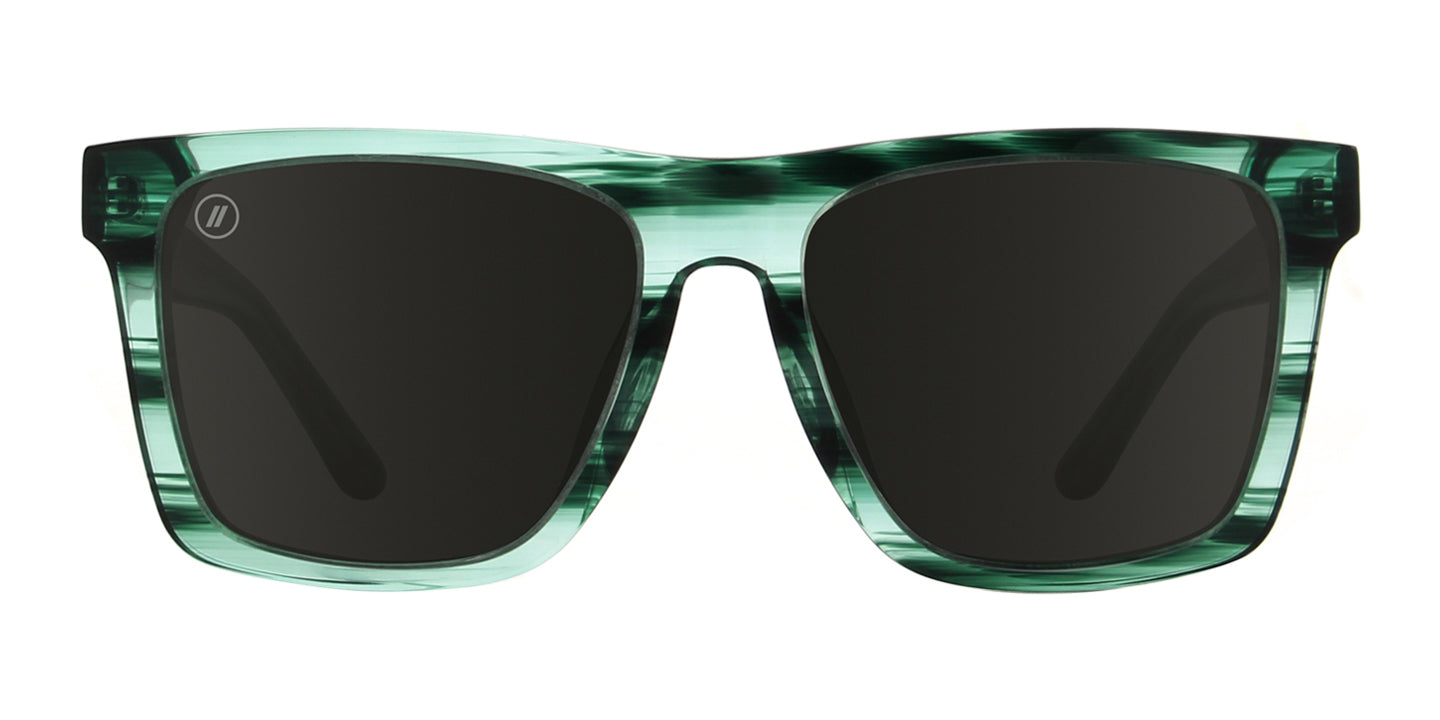 Slick Nick Polarized Sunglasses - Gloss Black & Green Swirl with Smoke Lens